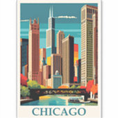 Sticker Illustration art déco de Chicago (Devant)