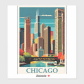 Sticker Illustration art déco de Chicago (Feuille)