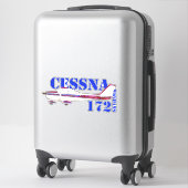 Sticker Illustration Cessna 172 Skyhawk Texte Gras Design (Sur valise)