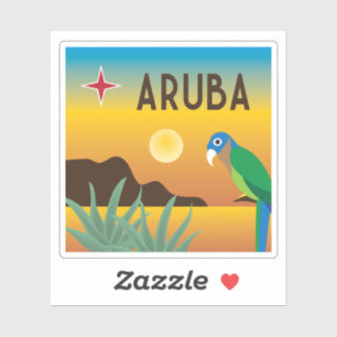 Sticker Illustration colorée des Caraïbes d'Aruba