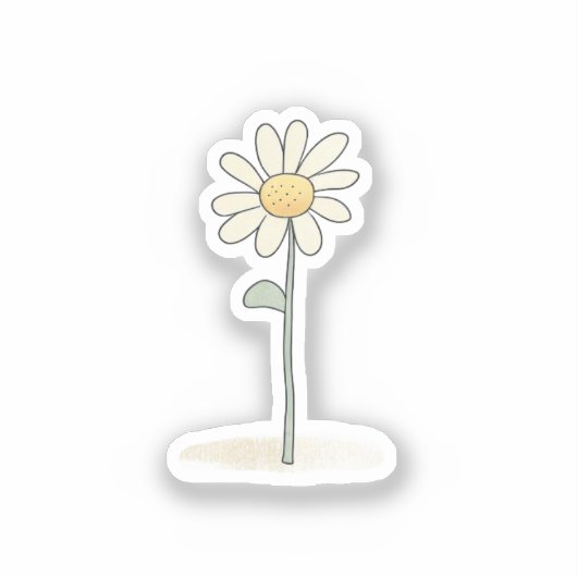 Sticker Illustration Daisy - Fleur Douce Simple (Recto)