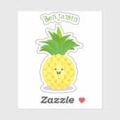 Sticker Illustration d'ananas mignon (Feuille)