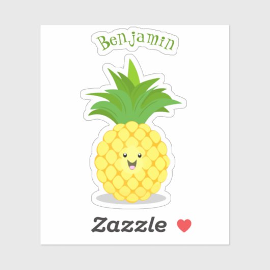 Sticker Illustration d'ananas mignon (Feuille)