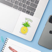 Sticker Illustration d'ananas mignon (Ordinateur portable avec iPhone)