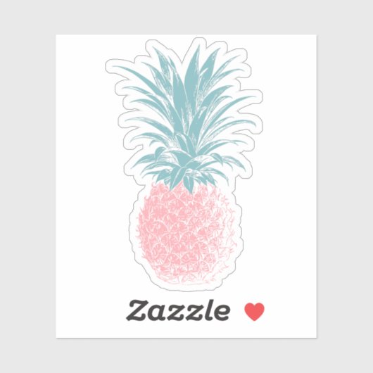 Sticker Illustration d'ananas rose et vert mignon (Feuille)