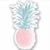 Sticker Illustration d'ananas rose et vert mignon (Devant)