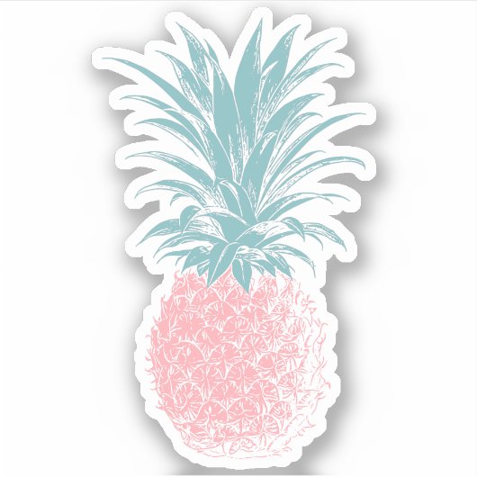Sticker Illustration d'ananas rose et vert mignon (Devant)