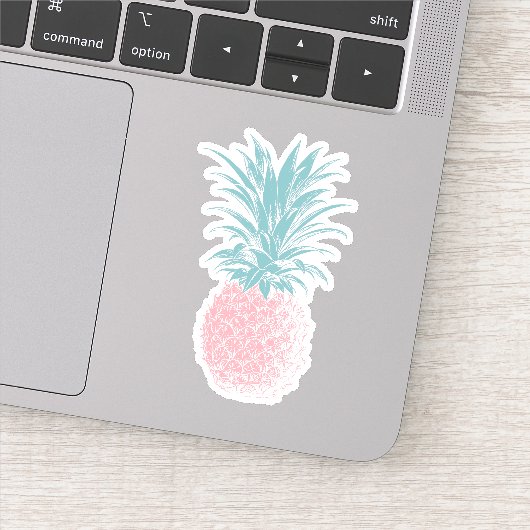 Sticker Illustration d'ananas rose et vert mignon (Détail)