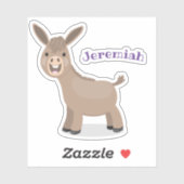 Sticker Illustration d'âne miniature joyeux (Feuille)