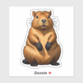 Sticker Illustration d'animal de rongeur de Capybara migno (Feuille)