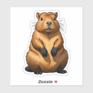 Sticker Illustration d'animal de rongeur de Capybara migno