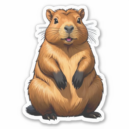 Sticker Illustration d'animal de rongeur de Capybara migno (Devant)
