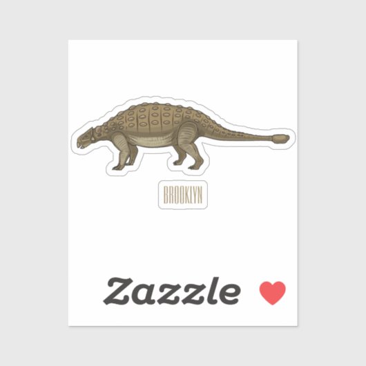 Sticker Illustration d'Ankylosaurus (Feuille)