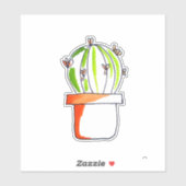Sticker Illustration d'art d'origine du cactus mignon (Feuille)