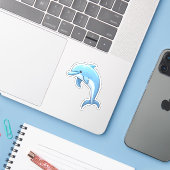 Sticker Illustration dauphin de dessin (Ordinateur portable avec iPhone)