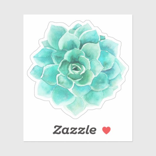 Sticker Illustration de cactus d'aquarelles vert-menthe (Feuille)