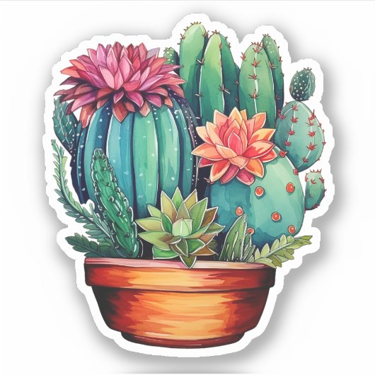 Sticker Illustration de cactus de dessin (Devant)