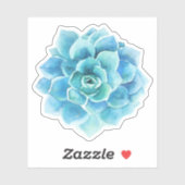 Sticker Illustration de cactus en aquarelles bleu-vert (Feuille)