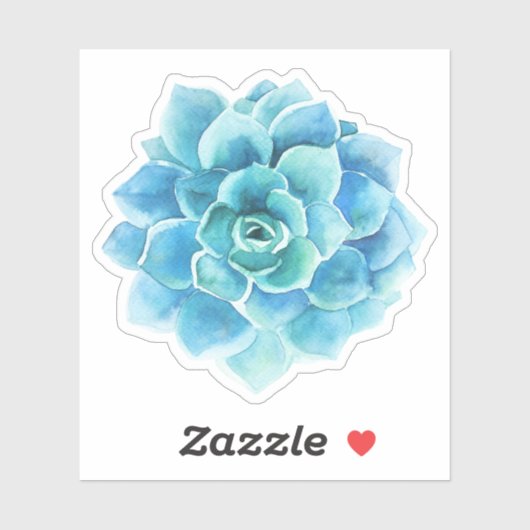 Sticker Illustration de cactus en aquarelles bleu-vert (Feuille)