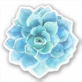 Sticker Illustration de cactus en aquarelles bleu-vert (Devant)