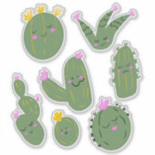 Sticker Illustration de cactus mignons ensemble autocollan (Devant)