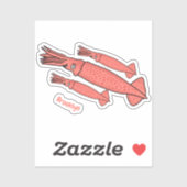 Sticker Illustration de calamar rose (Feuille)