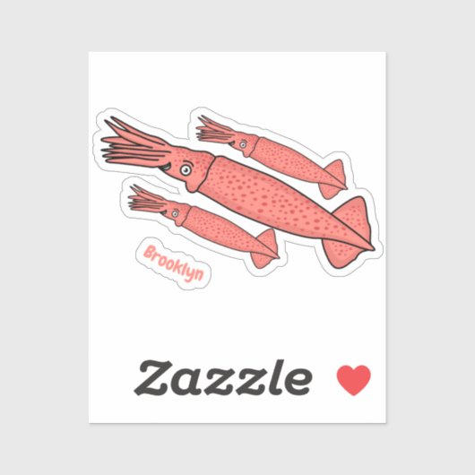 Sticker Illustration de calamar rose (Feuille)