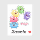 Sticker Illustration de caricature de macarons marrant mig (Feuille)