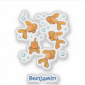 Sticker Illustration de caricature de poisson rouge orange (Devant)