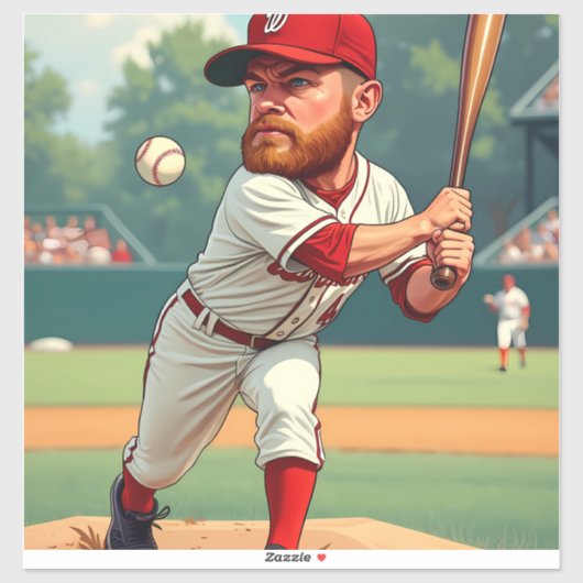 Sticker ''Illustration de caricature du baseball américain (Feuille)