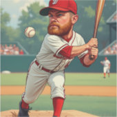 Sticker ''Illustration de caricature du baseball américain (Devant)