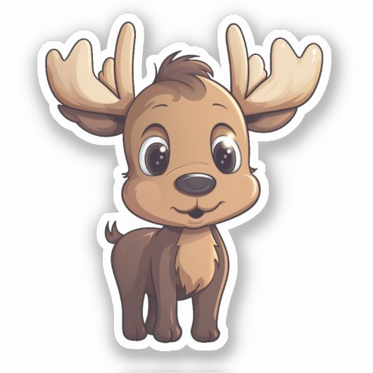 Sticker Illustration de cerf de dessin (Recto)