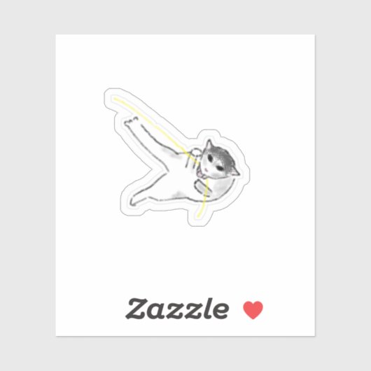 Sticker Illustration de chat à l'aquarelle mignonne (Feuille)