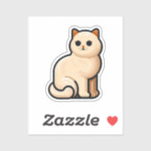 Sticker Illustration de chat blanc simple - Calme et minim (Feuille)