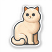 Sticker Illustration de chat blanc simple - Calme et minim (Recto)