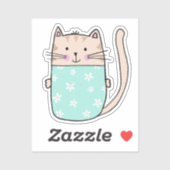 Sticker Illustration de chat floral mignon (Feuille)