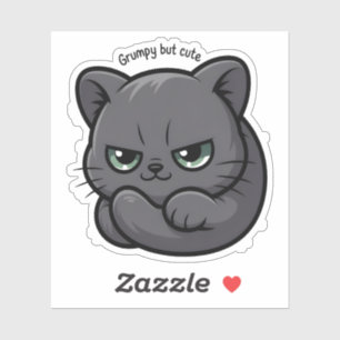 Sticker Illustration de chat grincheux mais mignon