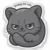 Sticker Illustration de chat grincheux mais mignon (Devant)