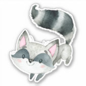 Sticker Illustration de chat mignon gris et rose (Devant)