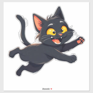 Sticker Illustration de chat noir fantaisiste