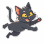 Sticker Illustration de chat noir fantaisiste (Devant)