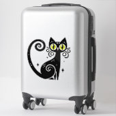 Sticker Illustration de chat noir fantaisiste (Sur valise)