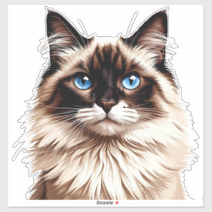 Sticker Illustration de chat siamois coloré