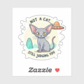 Sticker Illustration de chat Sphynx UFO sarcastique (Feuille)