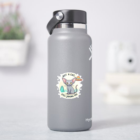 Sticker Illustration de chat Sphynx UFO sarcastique (HydroFlask)