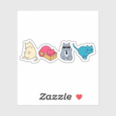 Sticker Illustration de chats mignons et jouants (Feuille)