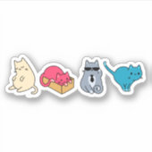 Sticker Illustration de chats mignons et jouants (Devant)