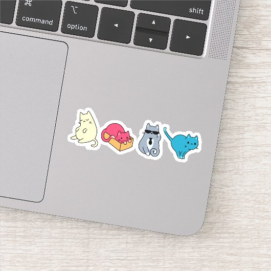 Sticker Illustration de chats mignons et jouants (Détail)