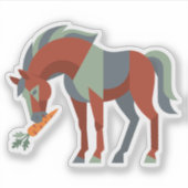 Sticker Illustration de cheval géométrique mangeant une ca (Devant)
