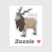 Sticker Illustration de chèvre de Markhor (Feuille)